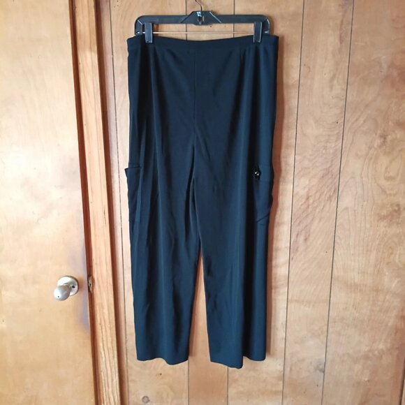Min wang womens black pull on pants pockets size L - Picture 4 of 4